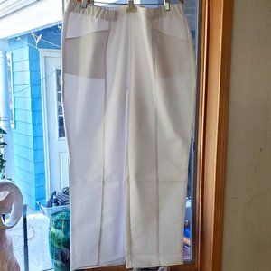 Denim & Co. Double Weave Straight-Leg Pants with Seaming Detail  28W White